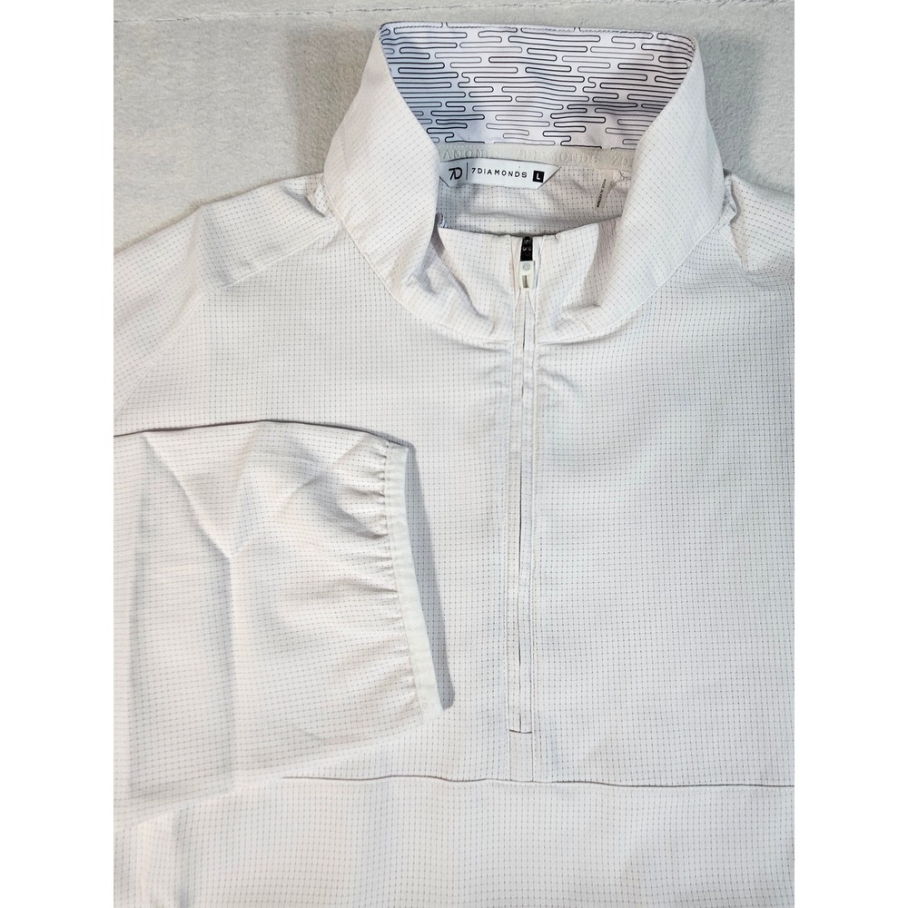 7Diamonds Oxygenate Quarter Zip Pullover Mens Large White SPV-1026 Grid Stretch‎